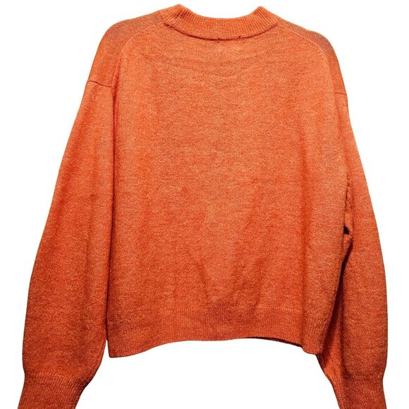H&M Women's Orange Knit Sweater Crewneck Long Sleeve S Polyester & Acrylic Blend - Picture 2 of 8